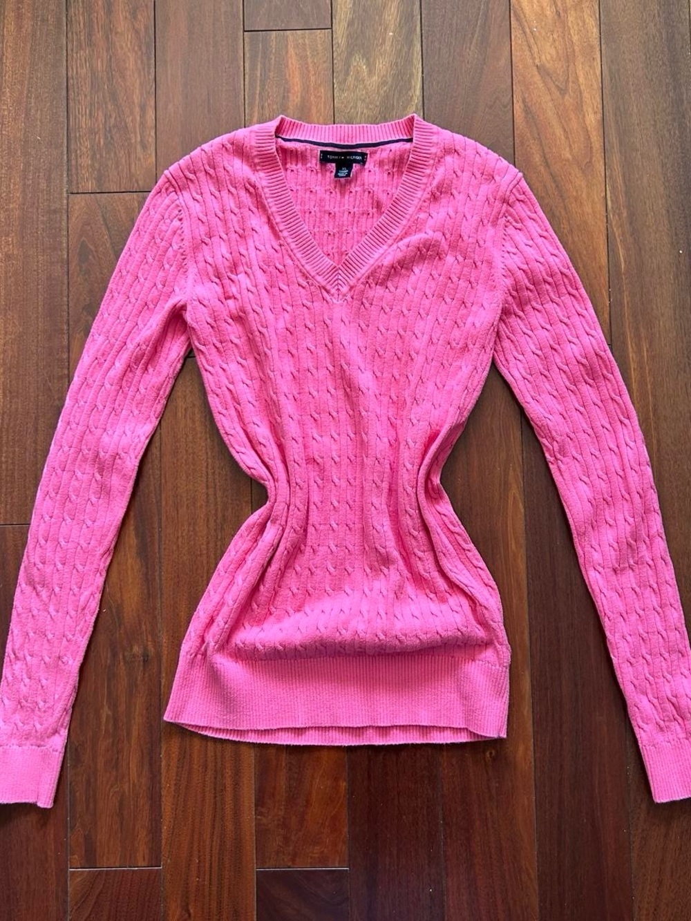 Tommy Hilfiger bright pink cable-knit sweater 💗